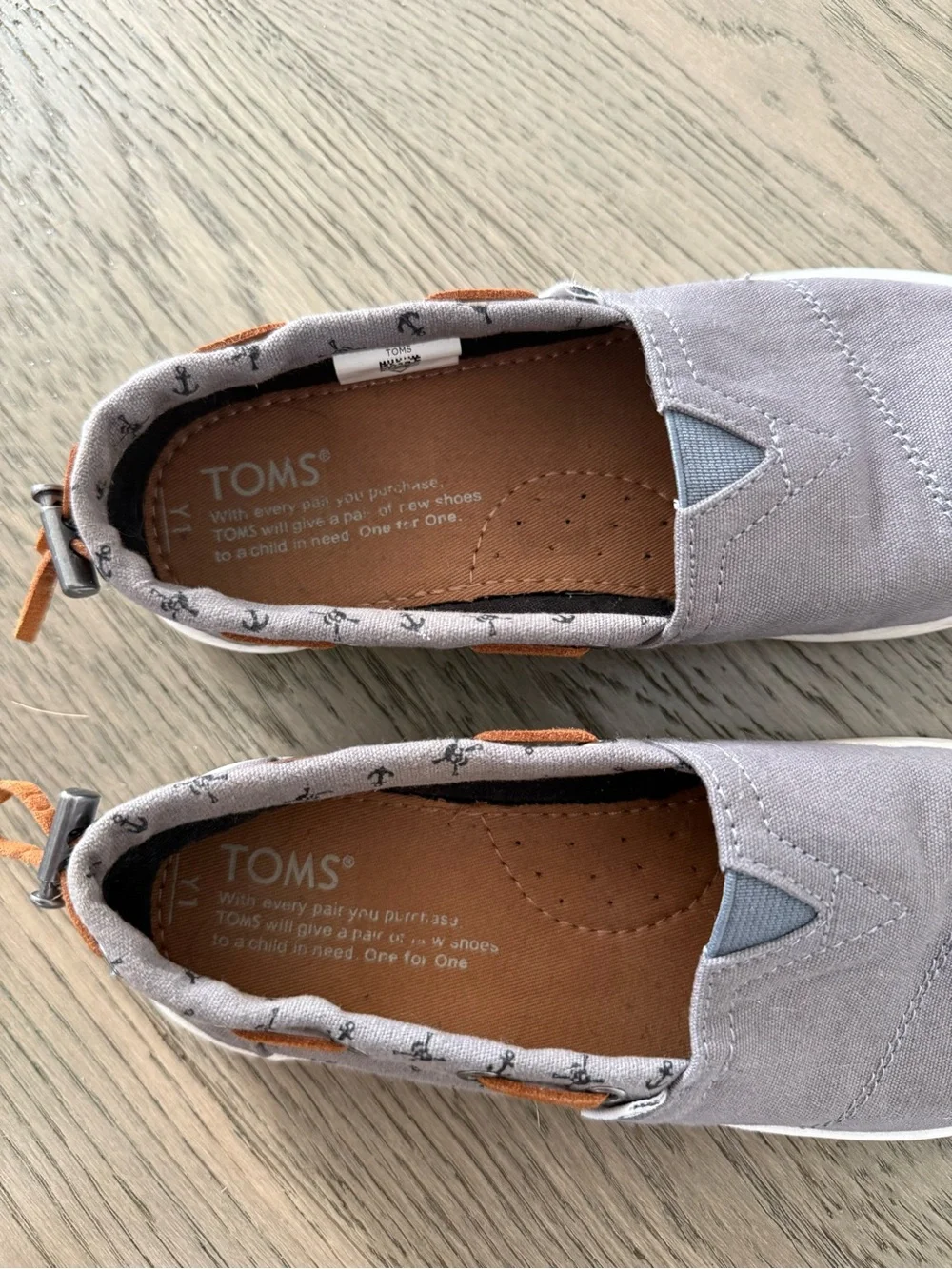 Toms Gray Canvas Slip-On Sneakers for Kids